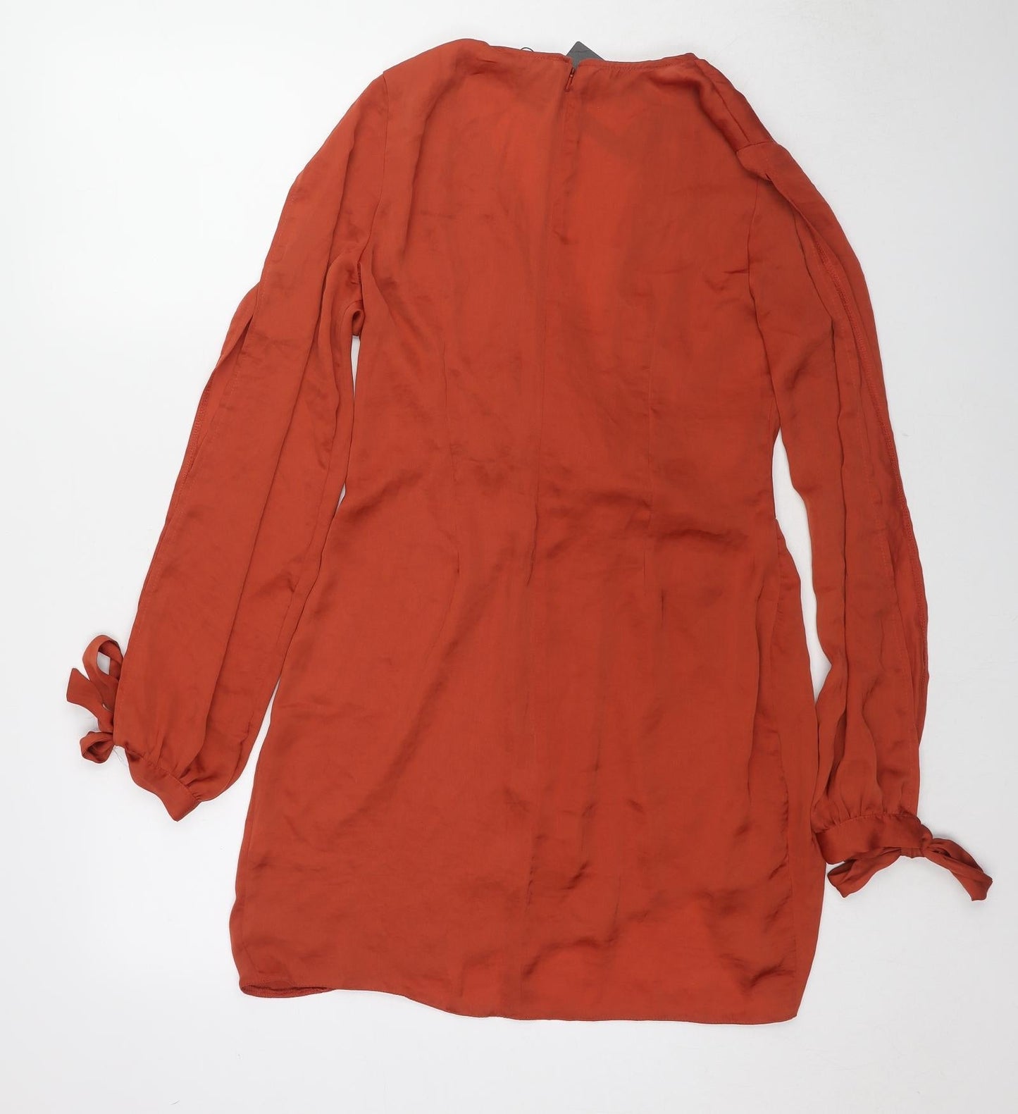 PRETTYLITTLETHING Womens Brown Polyester A-Line Size 12 V-Neck Zip