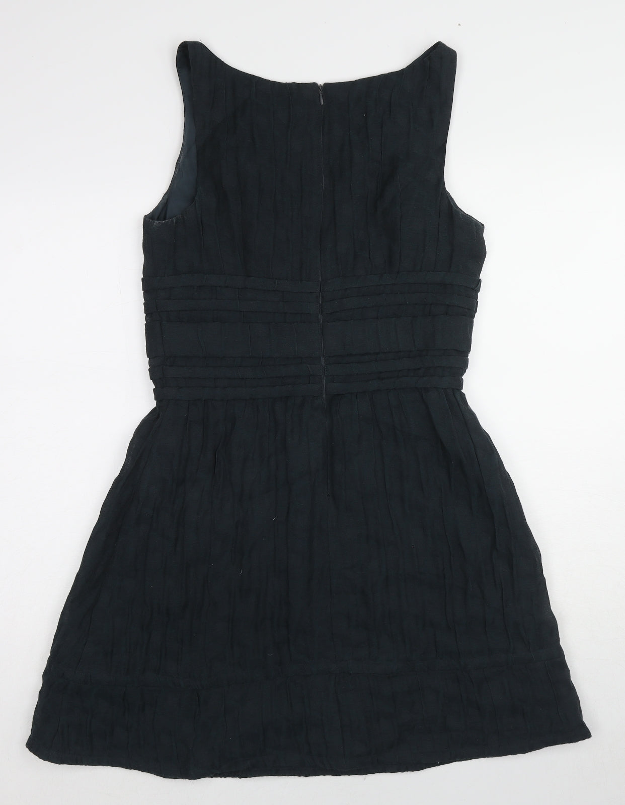 LEON MAX Womens Black Cotton A-Line Size 6 Round Neck Zip