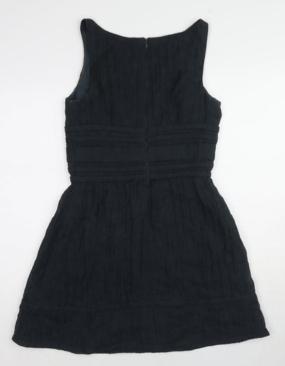 LEON MAX Womens Black Cotton A-Line Size 6 Round Neck Zip