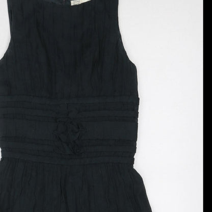 LEON MAX Womens Black Cotton A-Line Size 6 Round Neck Zip
