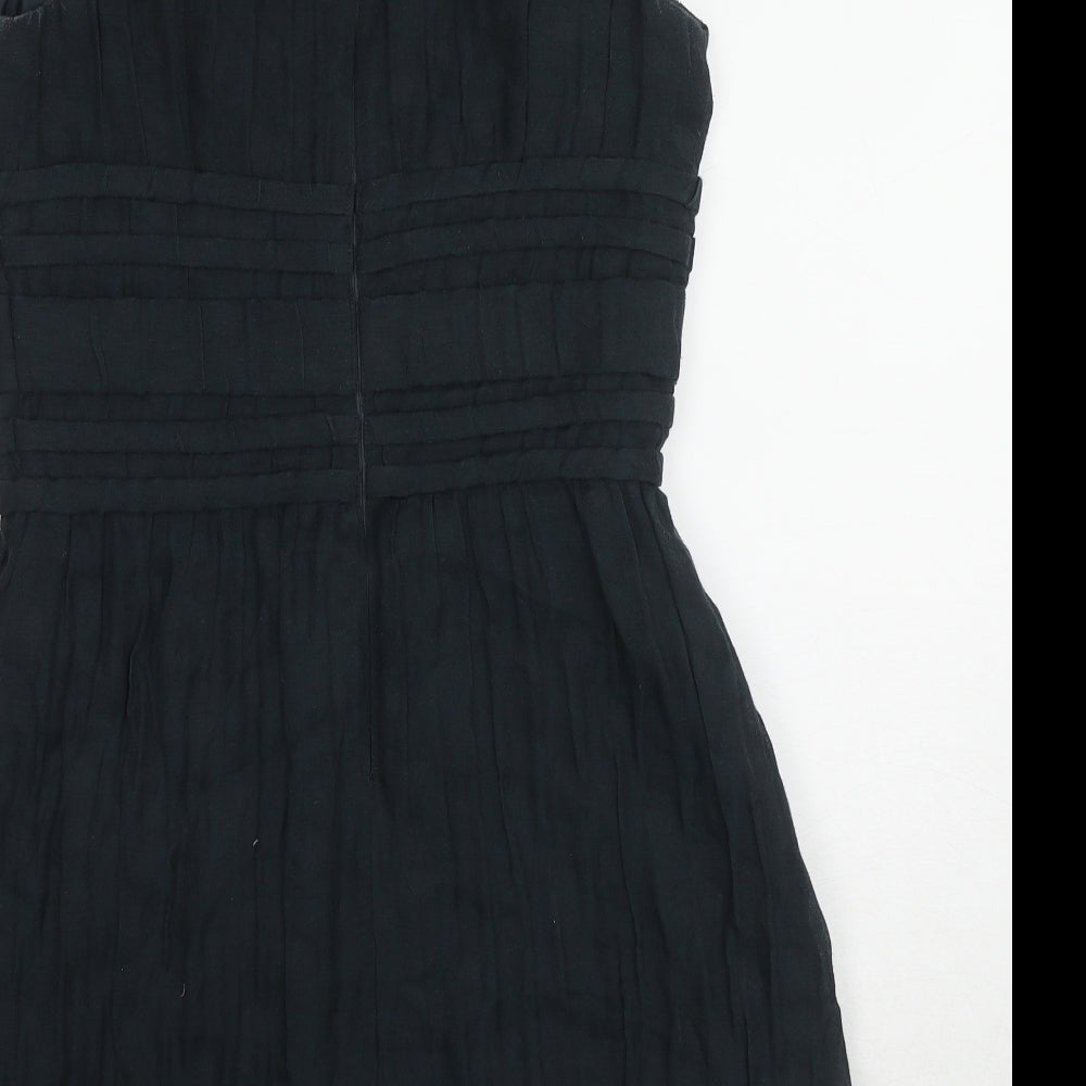 LEON MAX Womens Black Cotton A-Line Size 6 Round Neck Zip