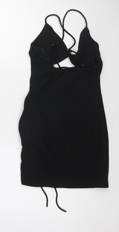 Bershka Womens Black Polyester Bodycon Size S V-Neck Pullover