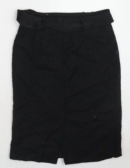 Monsoon Womens Black Polyester A-Line Skirt Size 8 Zip - Belt included