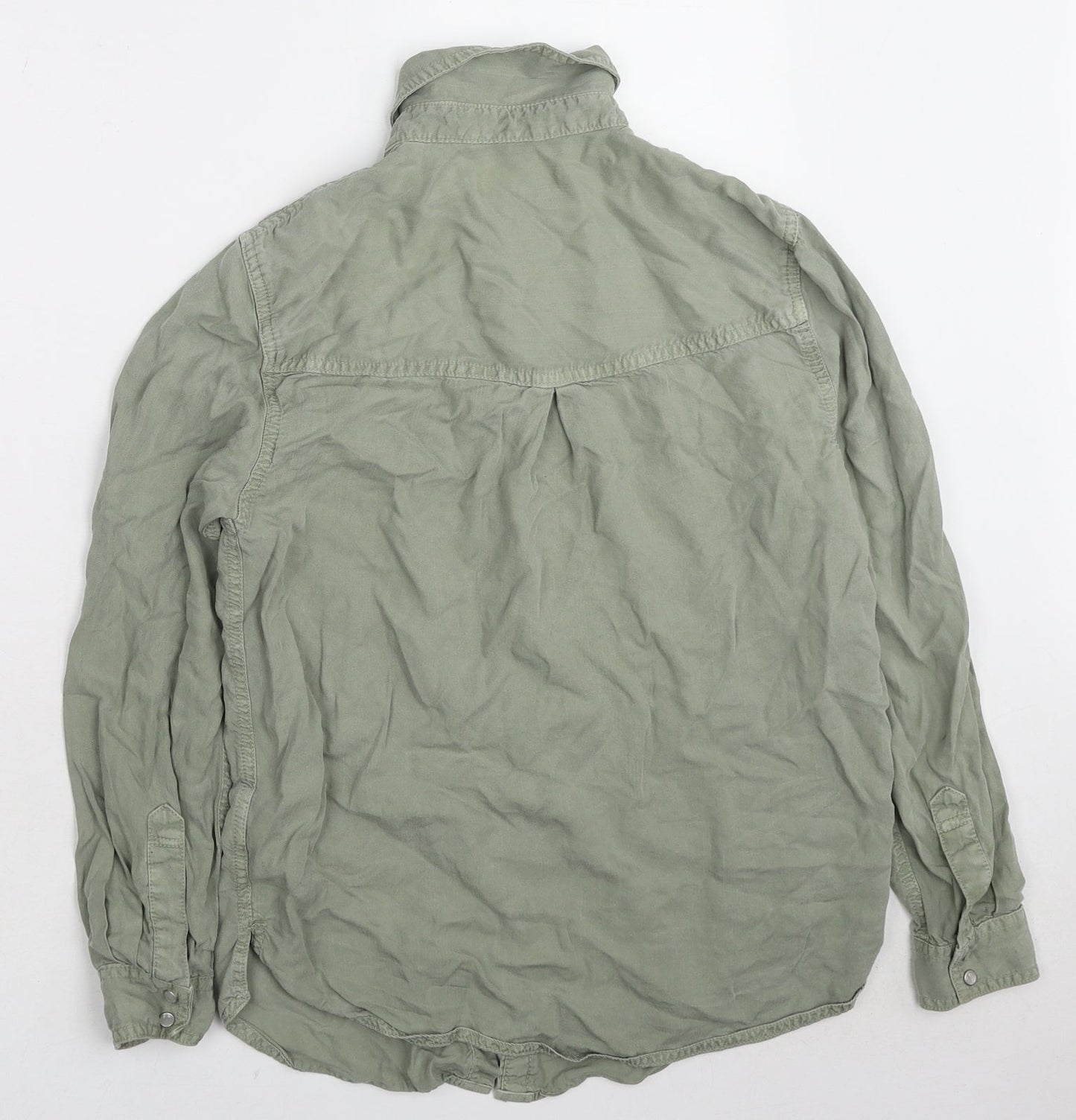 Womens UK Size 8 Marks and Spencer Green Basic Button-Up