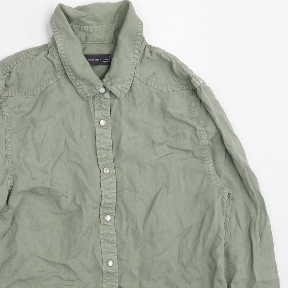 Womens UK Size 8 Marks and Spencer Green Basic Button-Up