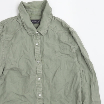 Womens UK Size 8 Marks and Spencer Green Basic Button-Up