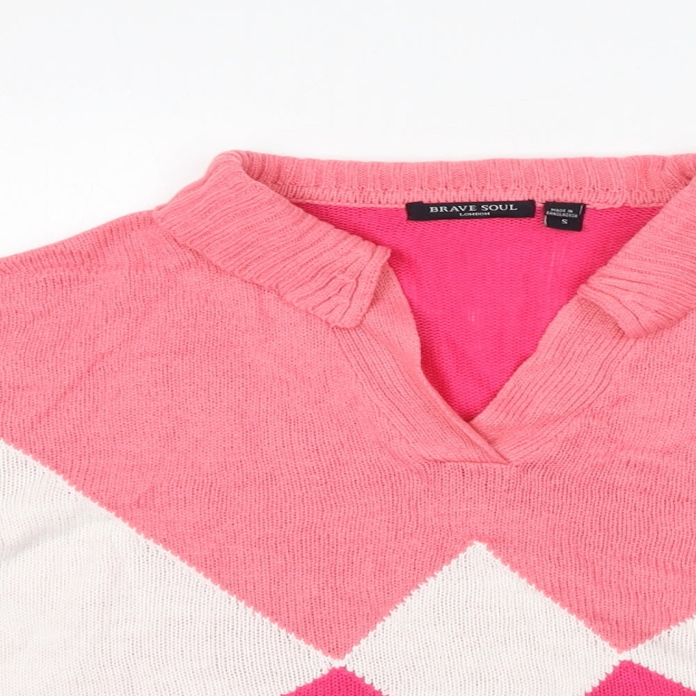 Womens UK Size S Brave Soul Pink Pullover Jumper
