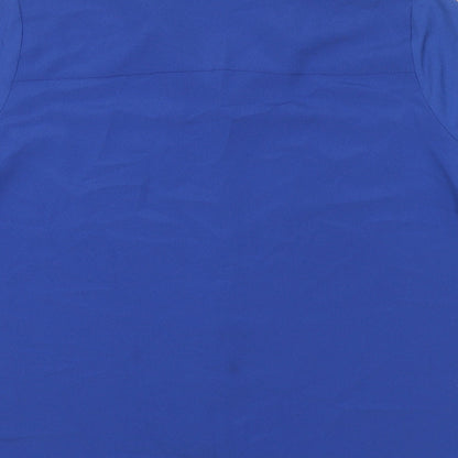 Classic Womens Blue Polyester Basic Button-Up Size 16 Collared