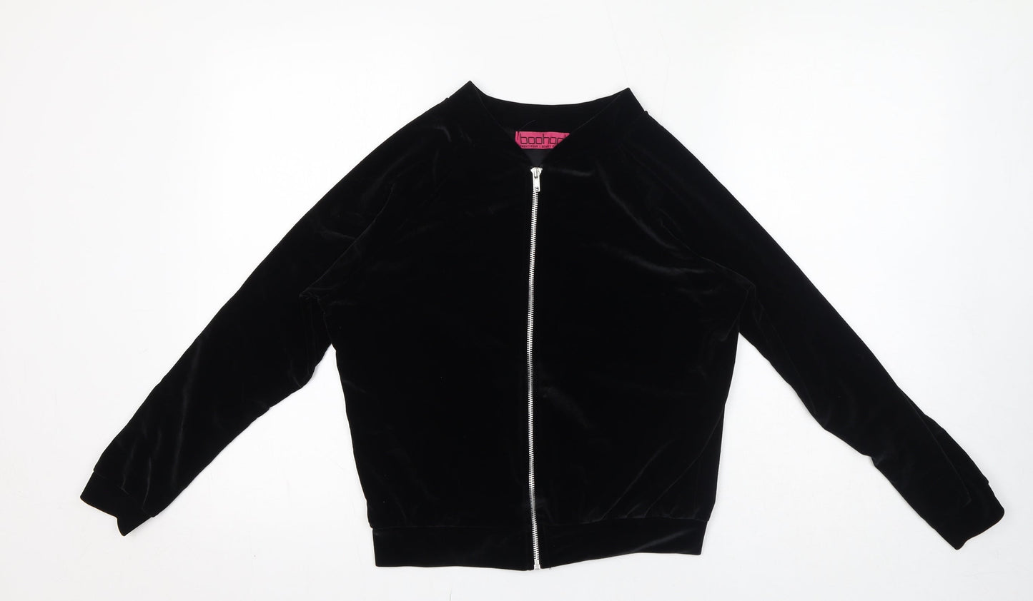Womens UK Size 10 Boohoo Black Full Zip Sweatshirt