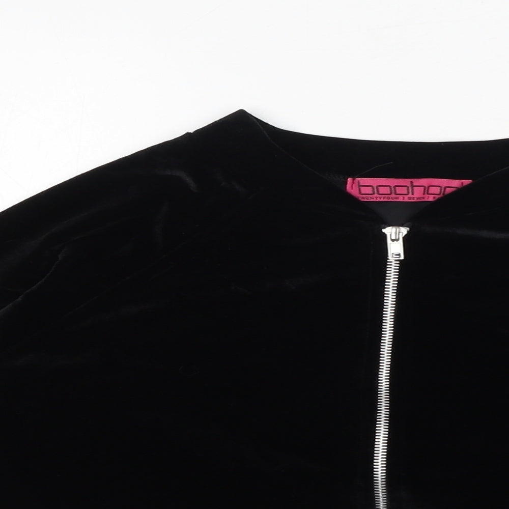 Womens UK Size 10 Boohoo Black Full Zip Sweatshirt