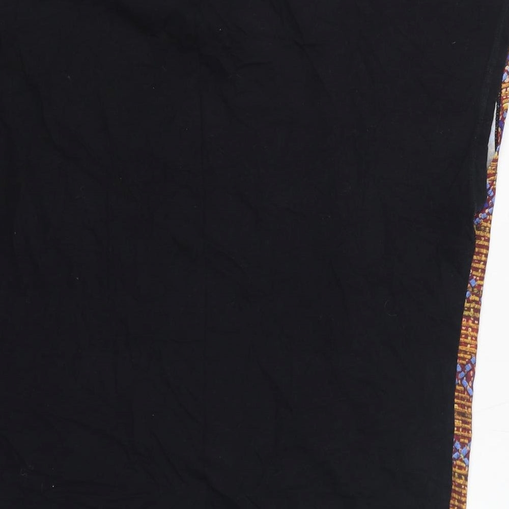 Indigo Womens Black Geometric Polyester Basic Blouse Size 18 Boat Neck