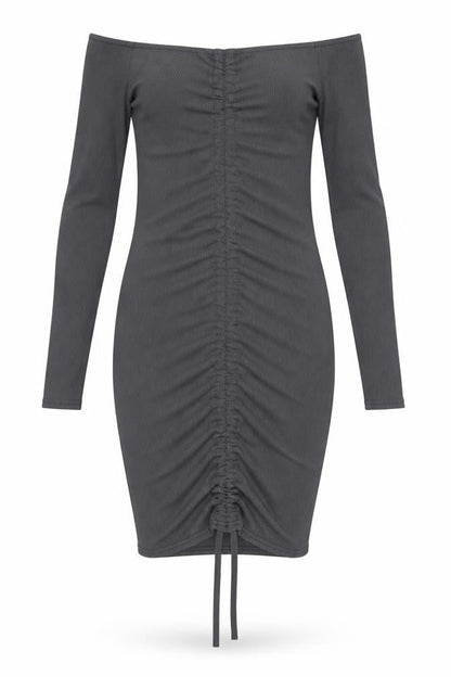 PRETTYLITTLETHING Womens Grey Polyester Bodycon Size 8 Off the Shoulder Pullover