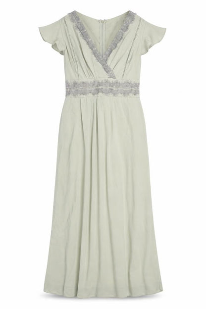 TFNC Womens Green Polyester Maxi Size 12 V-Neck Zip
