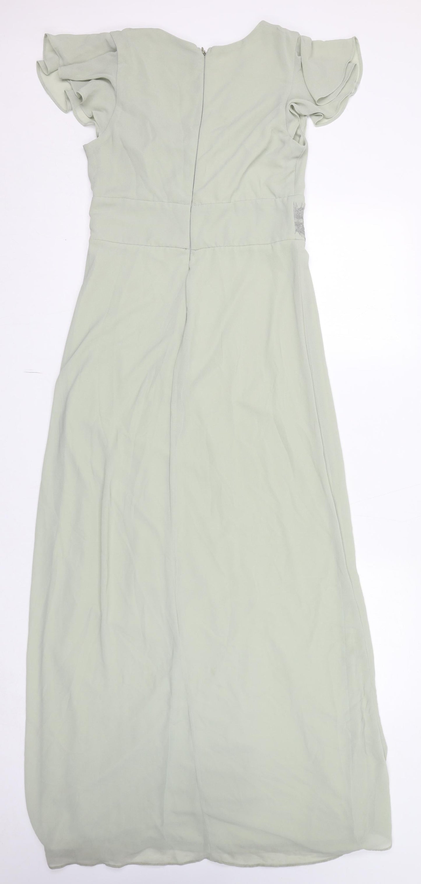 TFNC Womens Green Polyester Maxi Size 12 V-Neck Zip