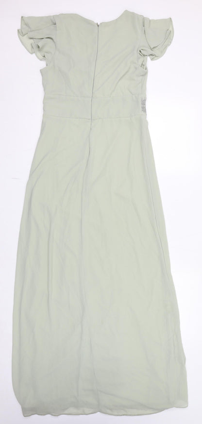 TFNC Womens Green Polyester Maxi Size 12 V-Neck Zip