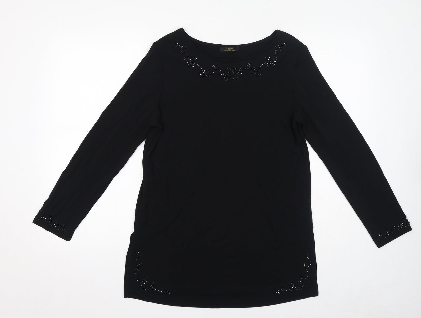Womens UK Size 12 St Michael Black Basic T-Shirt