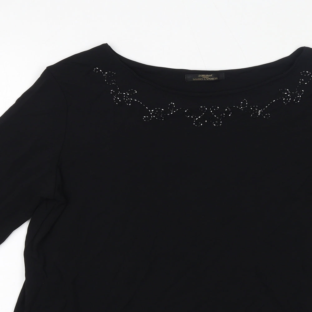 Womens UK Size 12 St Michael Black Basic T-Shirt