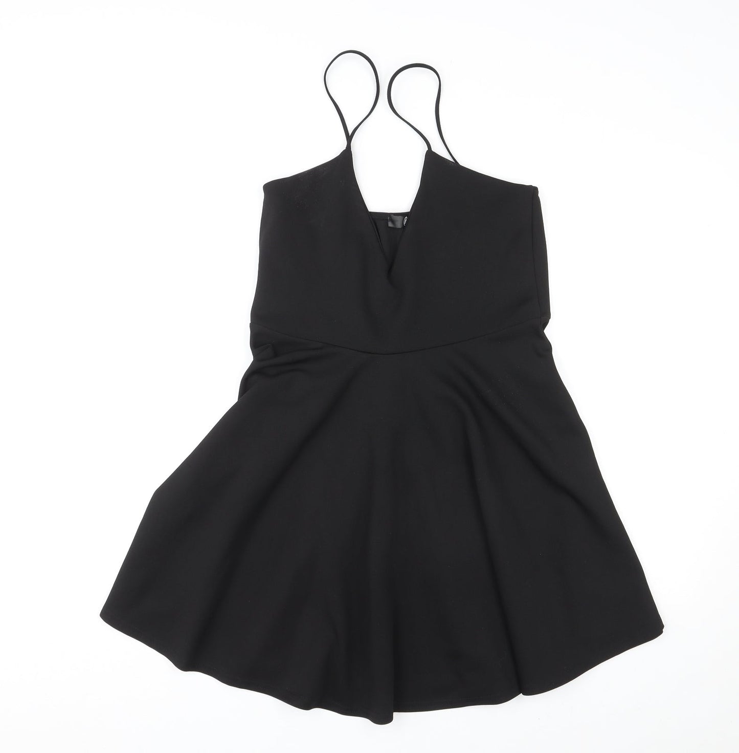 Missguided Womens Black Polyester Mini Size 14 V-Neck Pullover