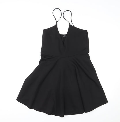 Missguided Womens Black Polyester Mini Size 14 V-Neck Pullover