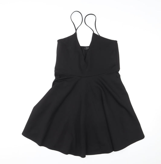 Missguided Womens Black Polyester Mini Size 14 V-Neck Pullover