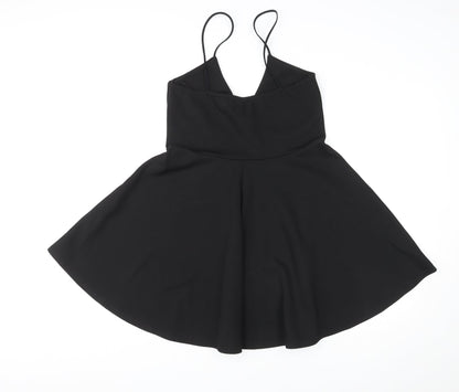 Missguided Womens Black Polyester Mini Size 14 V-Neck Pullover