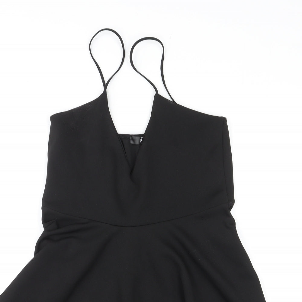 Missguided Womens Black Polyester Mini Size 14 V-Neck Pullover