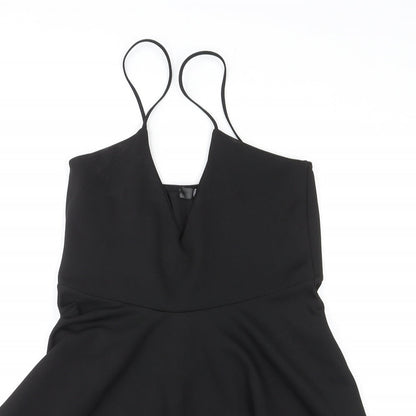 Missguided Womens Black Polyester Mini Size 14 V-Neck Pullover