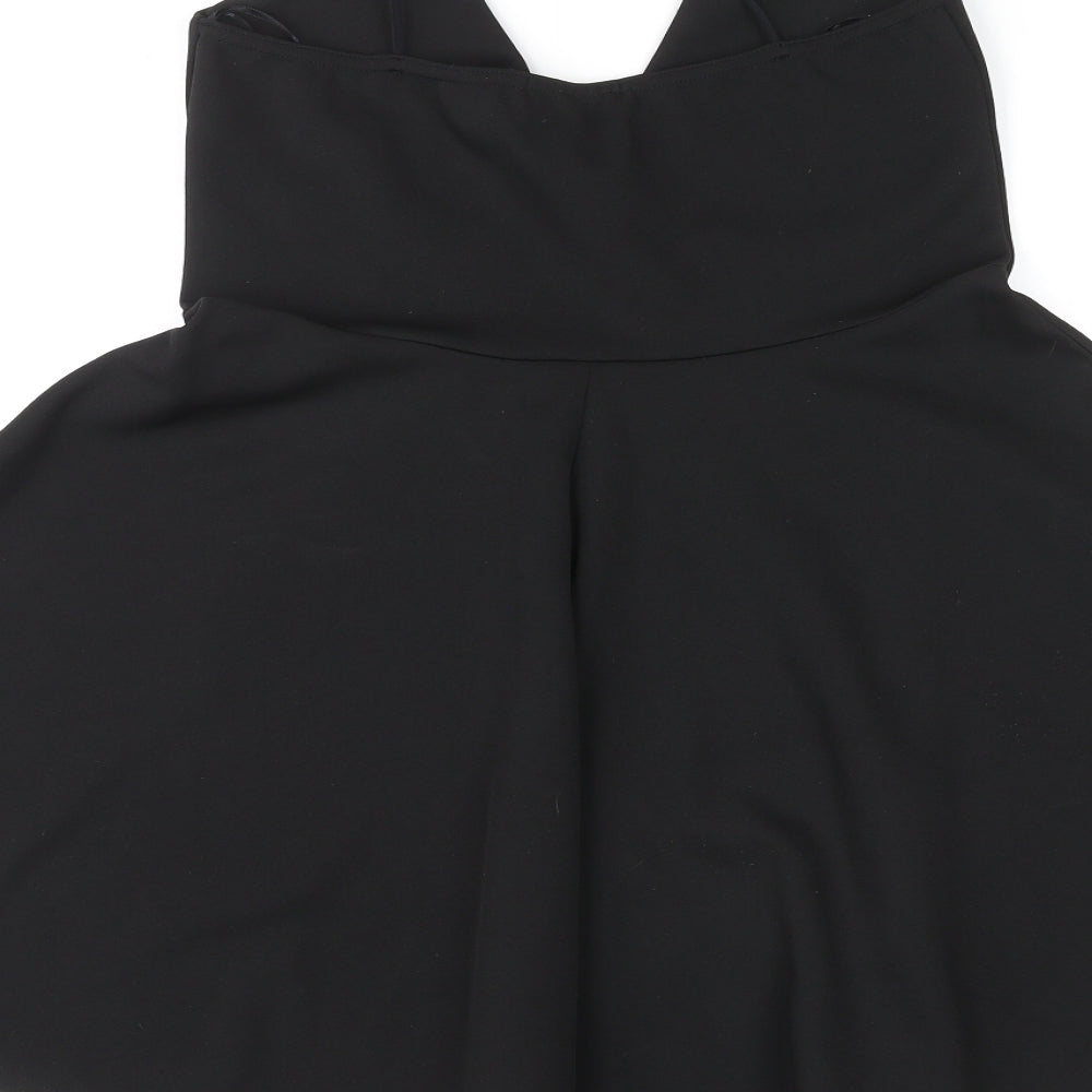 Missguided Womens Black Polyester Mini Size 14 V-Neck Pullover