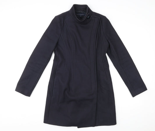 French Connection Womens Blue Overcoat Coat Size 8 Zip