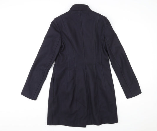 French Connection Womens Blue Overcoat Coat Size 8 Zip