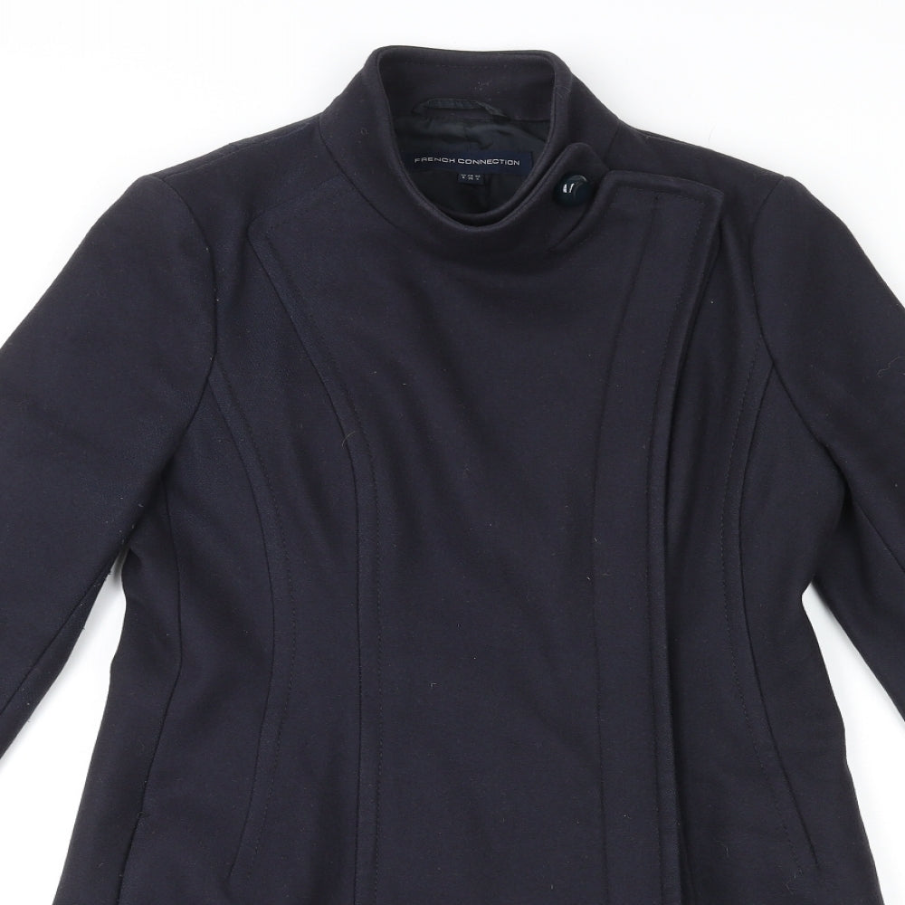 Womens UK Size 8 French Connection Blue Overcoat