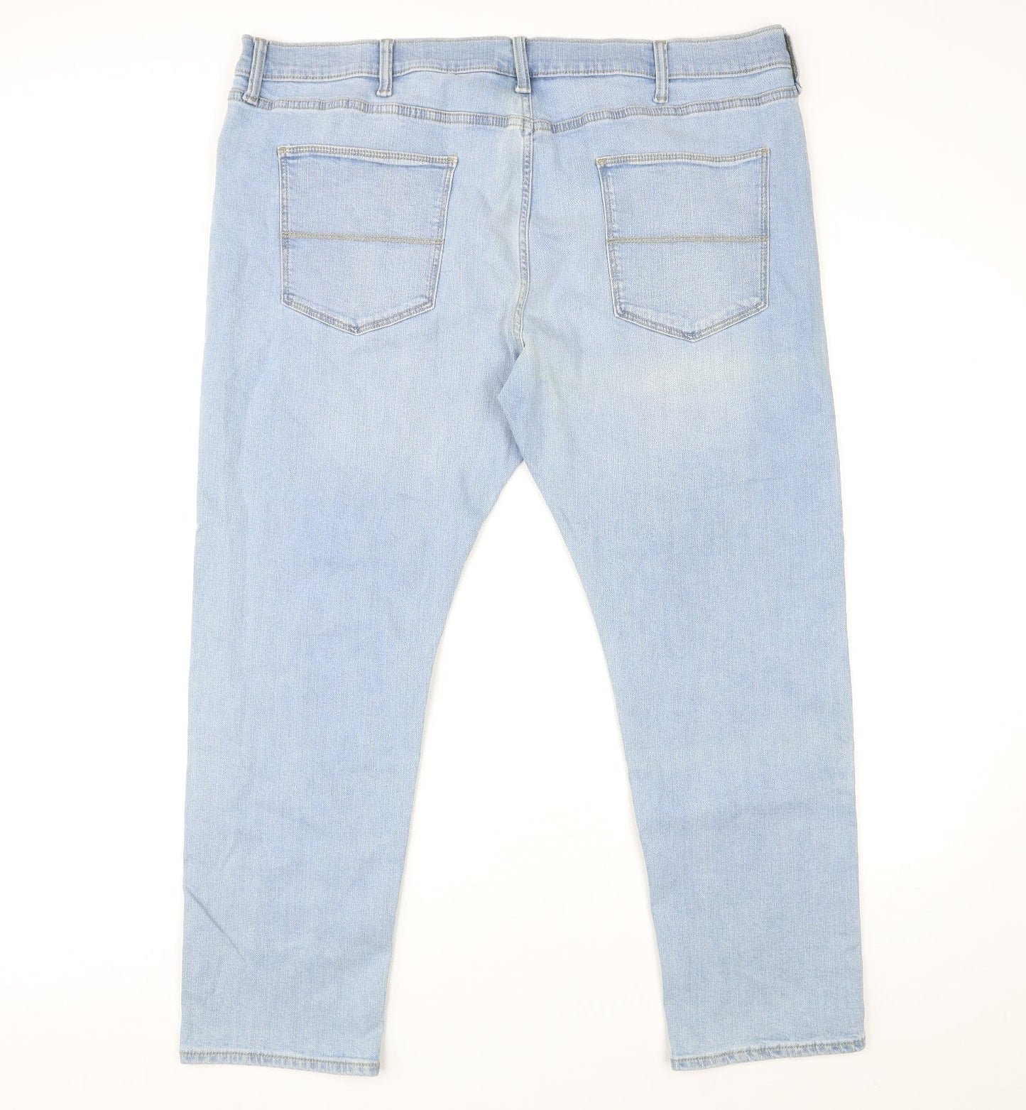 Marks and Spencer Womens Blue Cotton Straight Jeans Size 42 in L29 in Slim Zip
