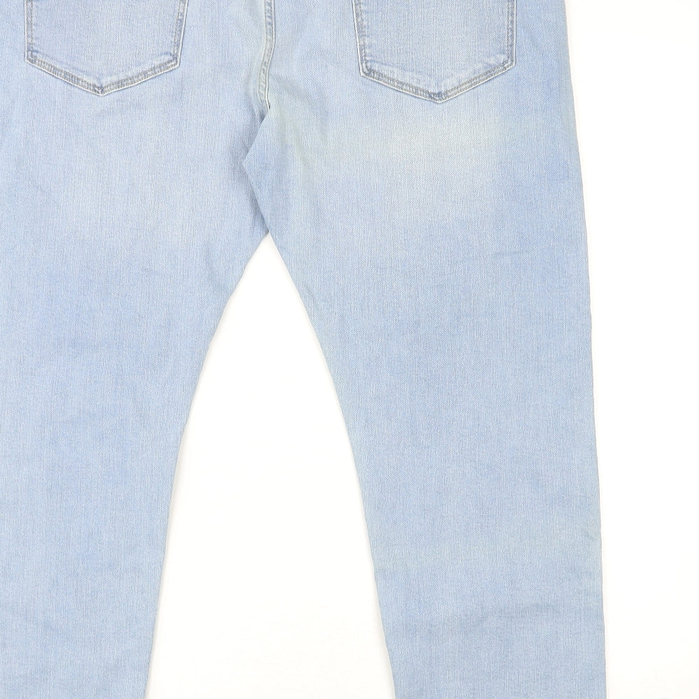 Marks and Spencer Womens Blue Cotton Straight Jeans Size 42 in L29 in Slim Zip
