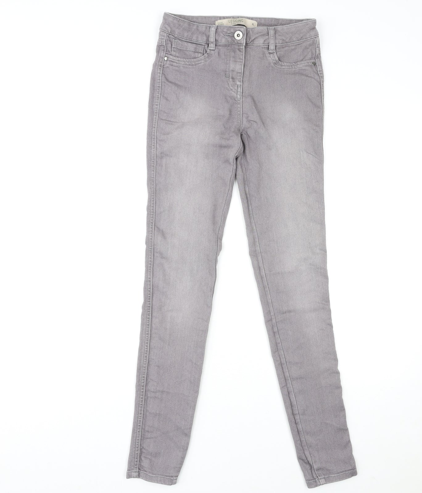 NEXT Womens Grey Cotton Skinny Jeans Size 8 L30 in Regular Zip