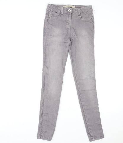 NEXT Womens Grey Cotton Skinny Jeans Size 8 L30 in Regular Zip