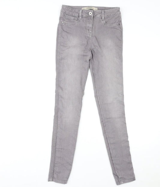 NEXT Womens Grey Cotton Skinny Jeans Size 8 L30 in Regular Zip