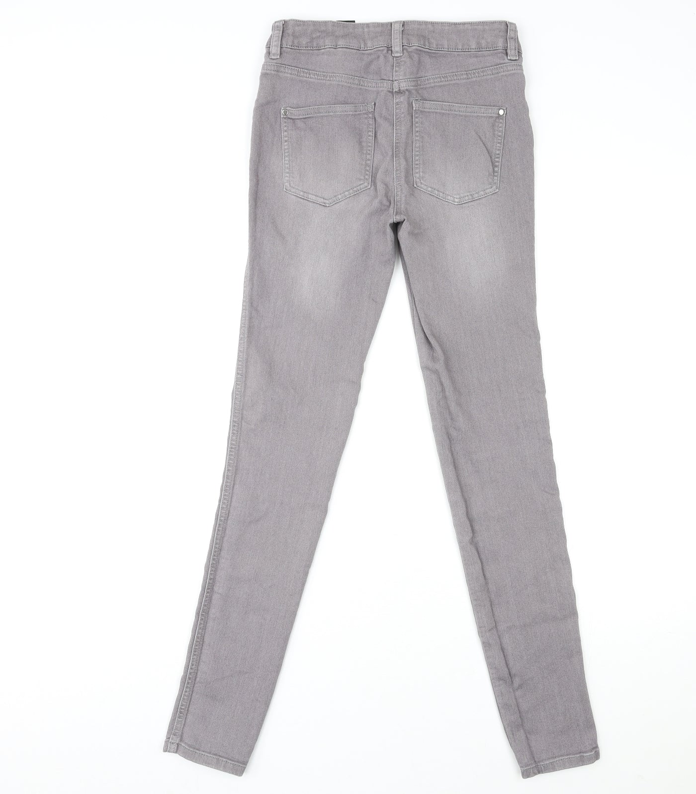 NEXT Womens Grey Cotton Skinny Jeans Size 8 L30 in Regular Zip