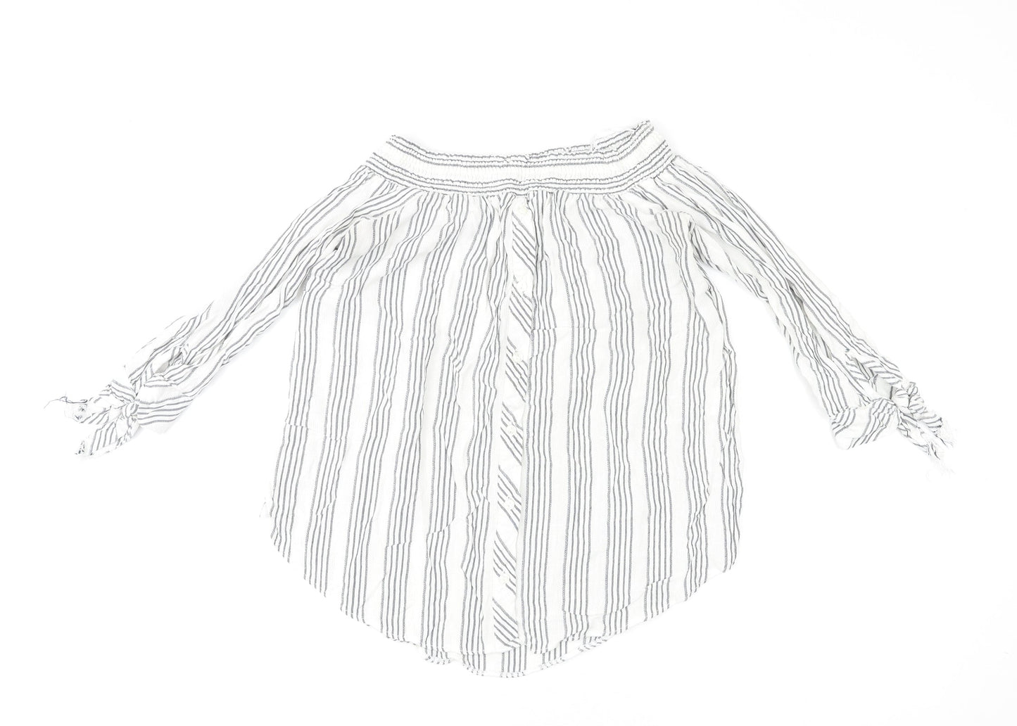 Miss Selfridge Womens Multicoloured Striped Polyester Basic Blouse Size 14 Off the Shoulder