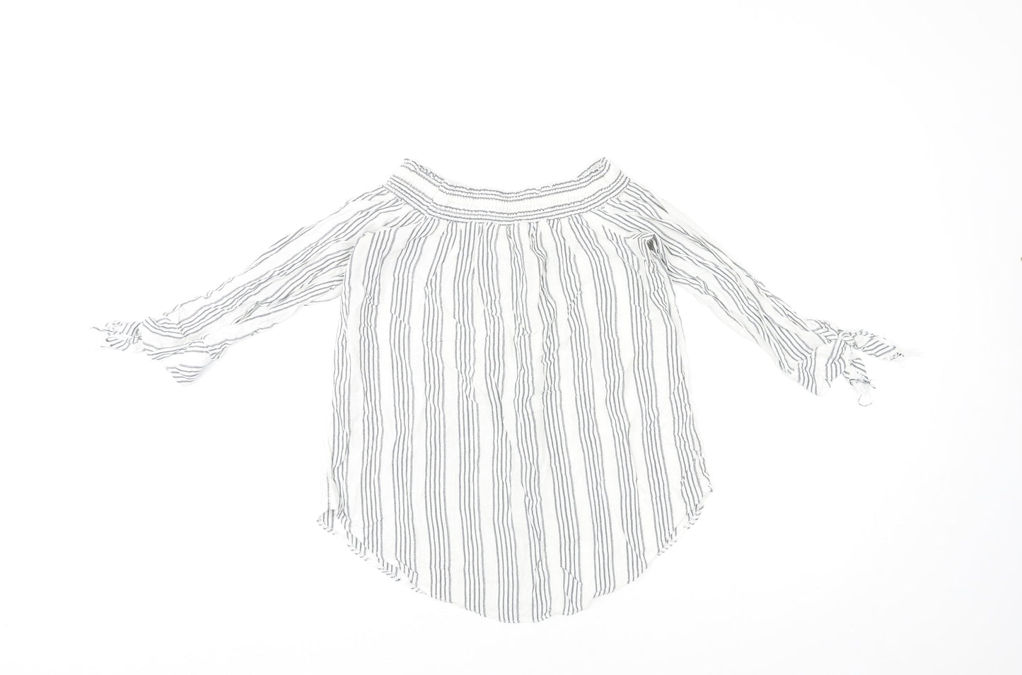 Miss Selfridge Womens Multicoloured Striped Polyester Basic Blouse Size 14 Off the Shoulder