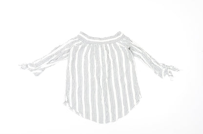 Miss Selfridge Womens Multicoloured Striped Polyester Basic Blouse Size 14 Off the Shoulder