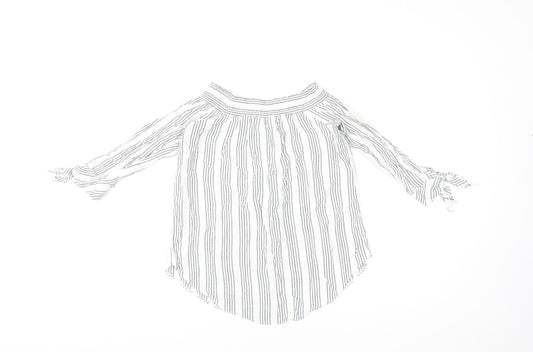 Miss Selfridge Womens Multicoloured Striped Polyester Basic Blouse Size 14 Off the Shoulder