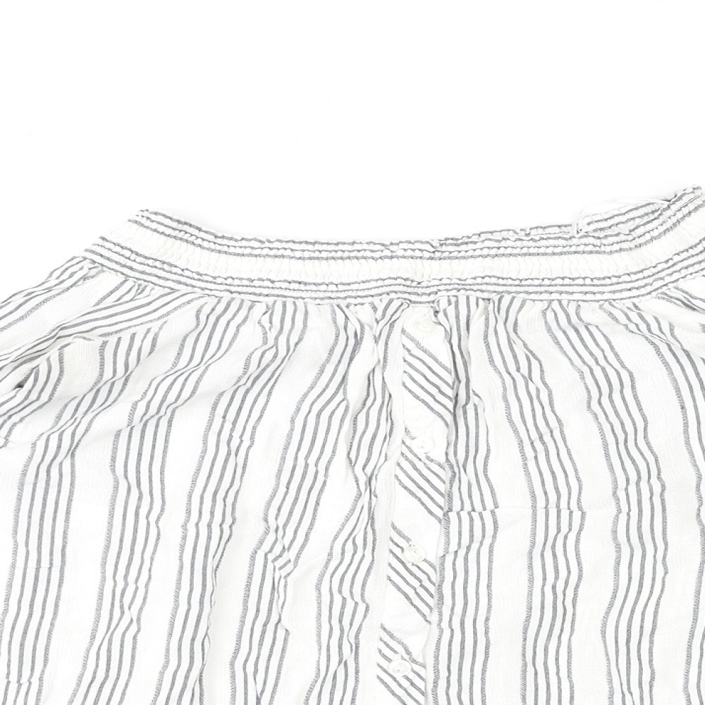 Miss Selfridge Womens Multicoloured Striped Polyester Basic Blouse Size 14 Off the Shoulder