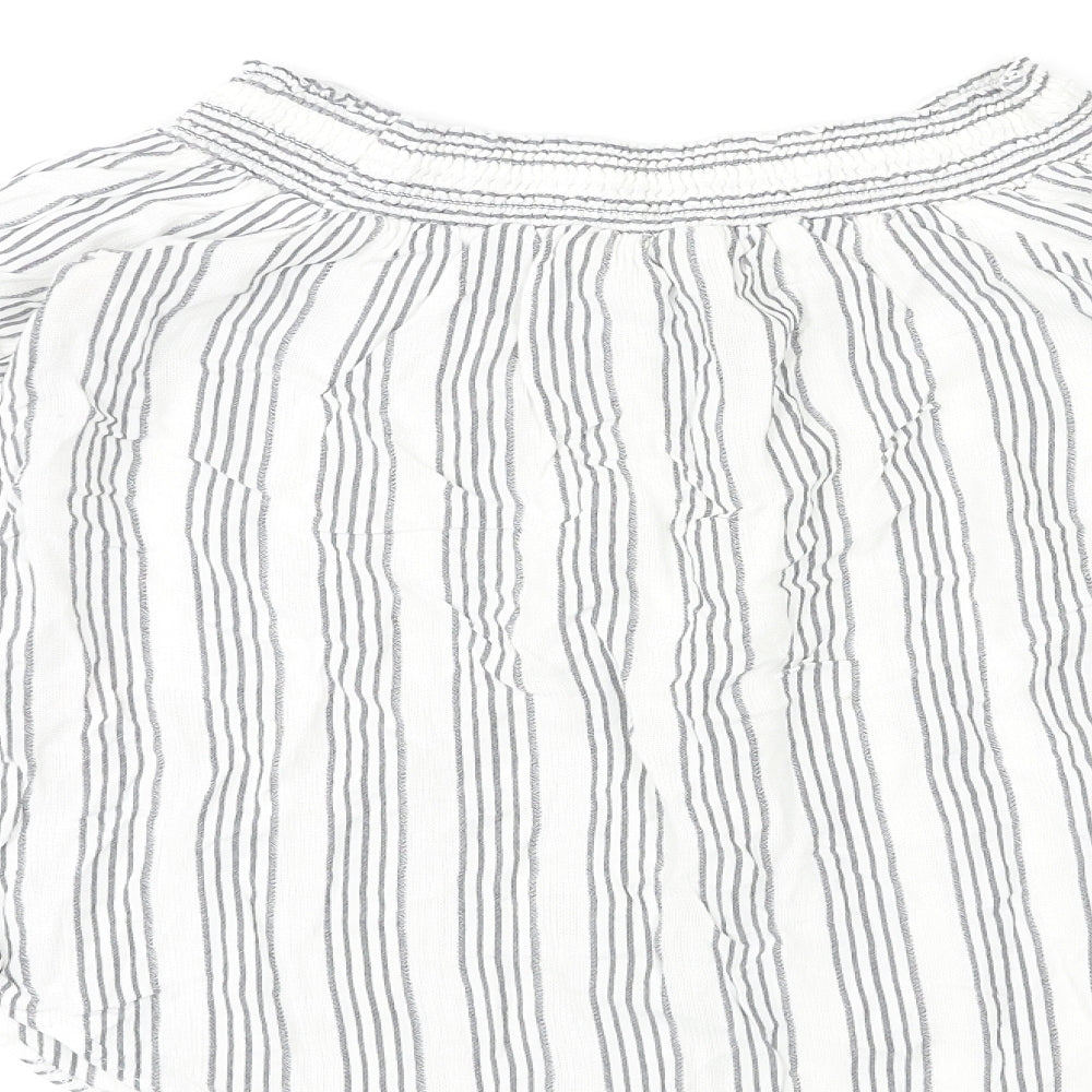 Miss Selfridge Womens Multicoloured Striped Polyester Basic Blouse Size 14 Off the Shoulder