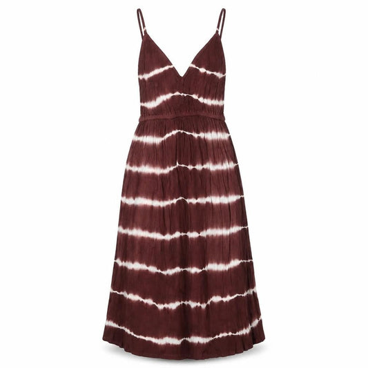 CYN Womens Brown Tie Dye Cotton Slip Dress Size M V-Neck Pullover