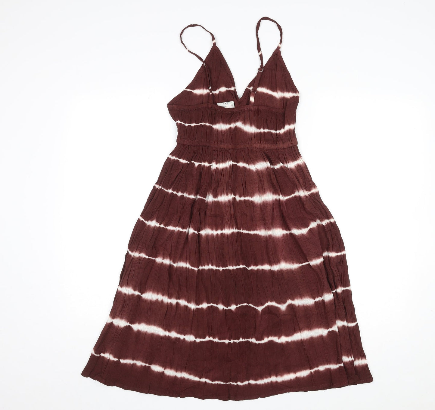 CYN Womens Brown Tie Dye Cotton Slip Dress Size M V-Neck Pullover