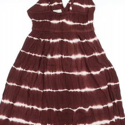 CYN Womens Brown Tie Dye Cotton Slip Dress Size M V-Neck Pullover