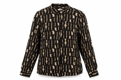 Milano Womens Black Geometric Viscose Basic Button-Up Size 12 Collared