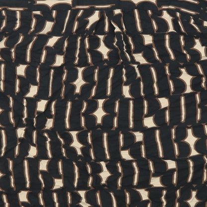 Milano Womens Black Geometric Viscose Basic Button-Up Size 12 Collared