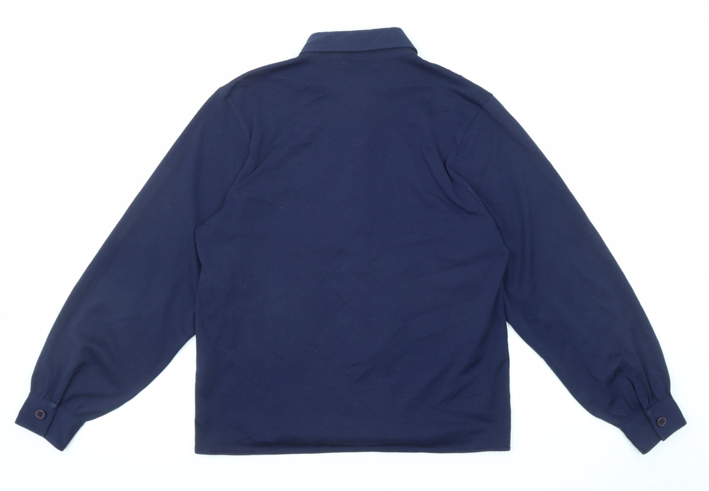Feminella Womens Blue Polyester Basic Button-Up Size 10 Collared