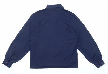 Feminella Womens Blue Polyester Basic Button-Up Size 10 Collared